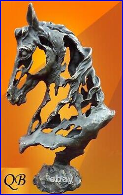Art Deco Bronze Figurine Sculpture Statue Horse Head Hot Cast Arabian Figure