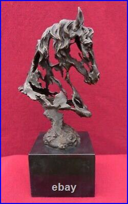 Art Deco Bronze Figurine Sculpture Statue Horse Head Hot Cast Arabian Figure