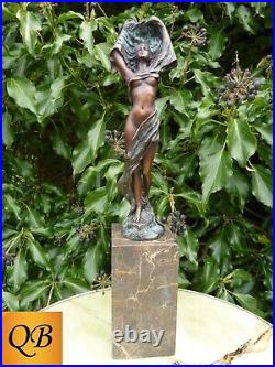 Art Deco Bronze Figurine Sculpture Statue Hot Cast Erotic Lady Nouveau Figure