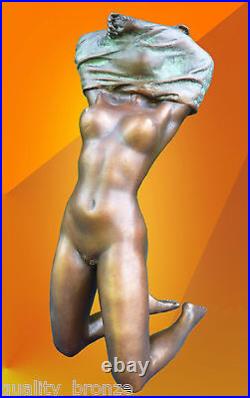 Art Deco Bronze Figurine Sculpture Statue Hot Cast Erotic Nude Lady Naked Figure