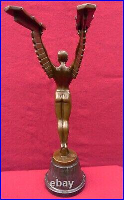 Art Deco Bronze Figurine Sculpture Statue Hot Cast Icarus Nude Greek Male Figure