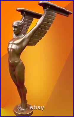 Art Deco Bronze Figurine Sculpture Statue Hot Cast Icarus Nude Greek Male Figure