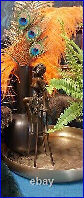 Art Deco Bronze Figurine Sculpture Statue Hot Cast Michelle Erotic Lady Figure