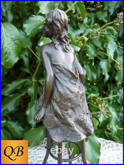 Art Deco Bronze Figurine Sculpture Statue Hot Cast Michelle Erotic Lady Figure