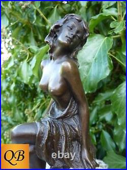 Art Deco Bronze Figurine Sculpture Statue Hot Cast Michelle Erotic Lady Figure