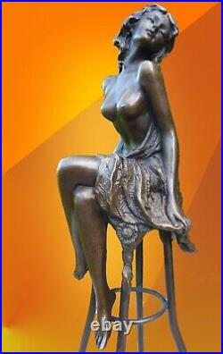 Art Deco Bronze Figurine Sculpture Statue Hot Cast Michelle Erotic Lady Figure