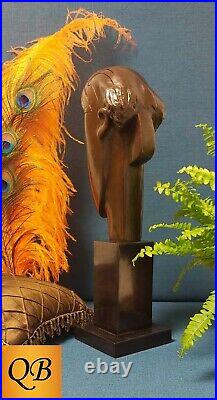 Art Deco Bronze Figurine Sculpture Statue Hot Cast Modigliani Female Face Figure