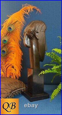 Art Deco Bronze Figurine Sculpture Statue Hot Cast Modigliani Female Face Figure