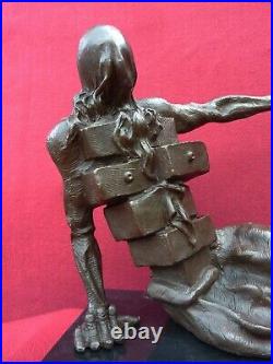 Art Deco Bronze Figurine Sculpture Statue Hot Cast Surrealism Dali Draws Figure