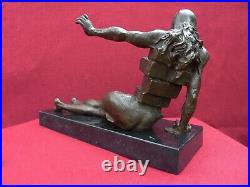 Art Deco Bronze Figurine Sculpture Statue Hot Cast Surrealism Dali Draws Figure