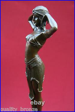 Art Deco Bronze Figurine Sculpture Statue Illusion Eygptian Hot Cast Lady Figure