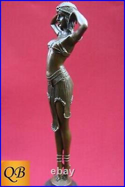 Art Deco Bronze Figurine Sculpture Statue Illusion Eygptian Hot Cast Lady Figure