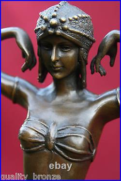 Art Deco Bronze Figurine Sculpture Statue Illusion Eygptian Hot Cast Lady Figure