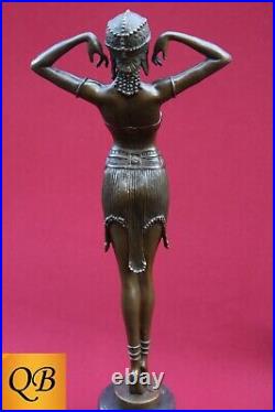 Art Deco Bronze Figurine Sculpture Statue Illusion Eygptian Hot Cast Lady Figure