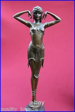 Art Deco Bronze Figurine Sculpture Statue Illusion Eygptian Hot Cast Lady Figure