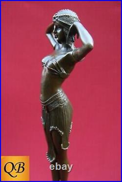 Art Deco Bronze Figurine Sculpture Statue Illusion Eygptian Hot Cast Lady Figure