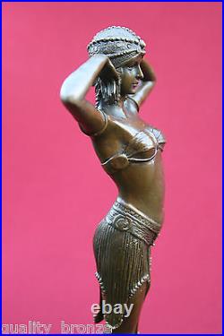 Art Deco Bronze Figurine Sculpture Statue Illusion Eygptian Hot Cast Lady Figure