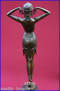 Art Deco Bronze Figurine Sculpture Statue Illusion Eygptian Hot Cast Lady Figure