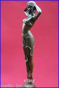 Art Deco Bronze Figurine Sculpture Statue Illusion Eygptian Hot Cast Lady Figure