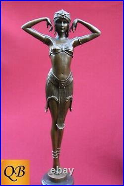 Art Deco Bronze Figurine Sculpture Statue Illusion Eygptian Hot Cast Lady Figure