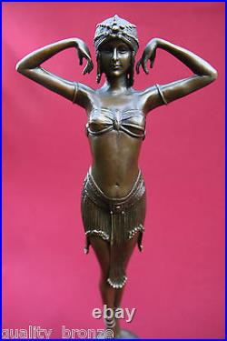 Art Deco Bronze Figurine Sculpture Statue Illusion Eygptian Hot Cast Lady Figure