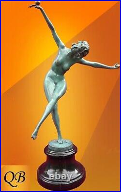 Art Deco Bronze Figurine Sculpture Statue Juggler Erotic Lady Hot Cast Figure