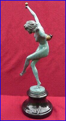Art Deco Bronze Figurine Sculpture Statue Juggler Erotic Lady Hot Cast Figure