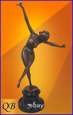 Art Deco Bronze Figurine Sculpture Statue Juggler Hot Cast Lady Figure Colinet