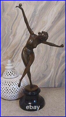 Art Deco Bronze Figurine Sculpture Statue Juggler Hot Cast Lady Figure Colinet