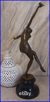 Art Deco Bronze Figurine Sculpture Statue Juggler Hot Cast Lady Figure Colinet
