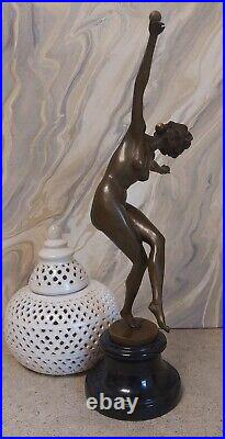 Art Deco Bronze Figurine Sculpture Statue Juggler Hot Cast Lady Figure Colinet