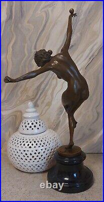 Art Deco Bronze Figurine Sculpture Statue Juggler Hot Cast Lady Figure Colinet