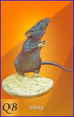 Art Deco Bronze Figurine Sculpture Statue Mouse With Biscuit Hot Cast Figure