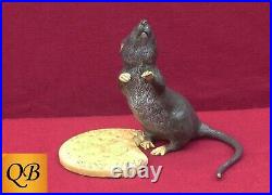 Art Deco Bronze Figurine Sculpture Statue Mouse With Biscuit Hot Cast Figure