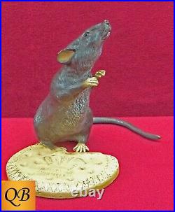 Art Deco Bronze Figurine Sculpture Statue Mouse With Biscuit Hot Cast Figure