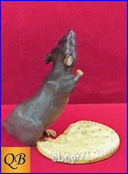 Art Deco Bronze Figurine Sculpture Statue Mouse With Biscuit Hot Cast Figure