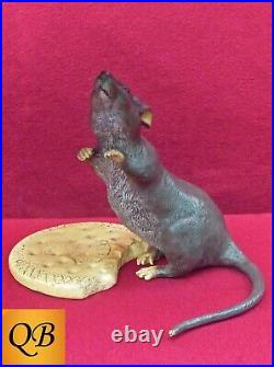 Art Deco Bronze Figurine Sculpture Statue Mouse With Biscuit Hot Cast Figure