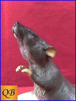 Art Deco Bronze Figurine Sculpture Statue Mouse With Biscuit Hot Cast Figure