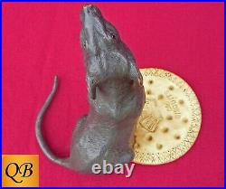 Art Deco Bronze Figurine Sculpture Statue Mouse With Biscuit Hot Cast Figure