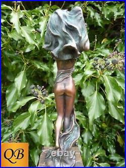 Art Deco Bronze Figurine Sculpture Statue Nouveau Erotic Lady Hot Cast Figure