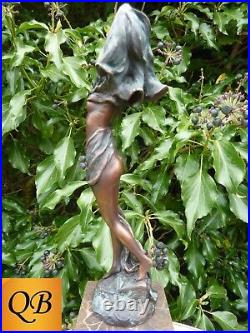 Art Deco Bronze Figurine Sculpture Statue Nouveau Erotic Lady Hot Cast Figure