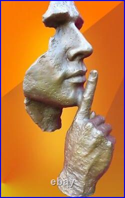 Art Deco Bronze Figurine Sculpture Statue Serenity Silence Mask Hot Cast Face