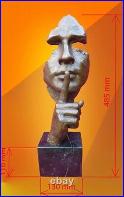 Art Deco Bronze Figurine Sculpture Statue Serenity Silence Mask Hot Cast Face