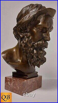 Art Deco Bronze Figurine Sculpture Statue Socrates Bust Greek Philosopher Figure