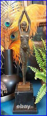 Art Deco Bronze Figurine Sculpture Statue Starfish Female Lady D. H. Chiparus