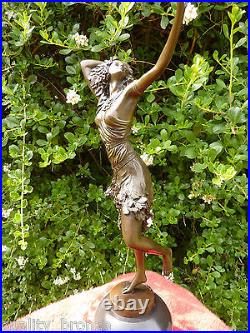 Art Deco Bronze Figurine Sculpture Statue Sundancer Hot Cast Lady Colinet Figure