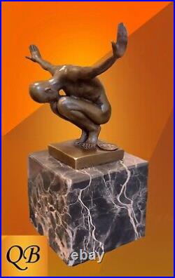 Art Deco Bronze Figurine Sculpture Statue Swim Diver Male Nude Figure Hot Cast
