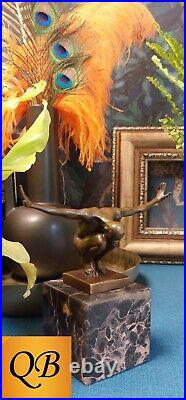 Art Deco Bronze Figurine Sculpture Statue Swim Diver Male Nude Figure Hot Cast