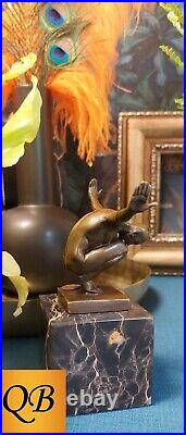 Art Deco Bronze Figurine Sculpture Statue Swim Diver Male Nude Figure Hot Cast