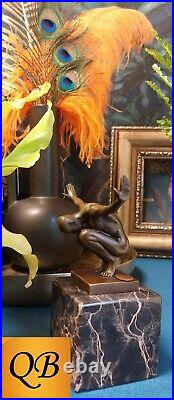 Art Deco Bronze Figurine Sculpture Statue Swim Diver Male Nude Figure Hot Cast